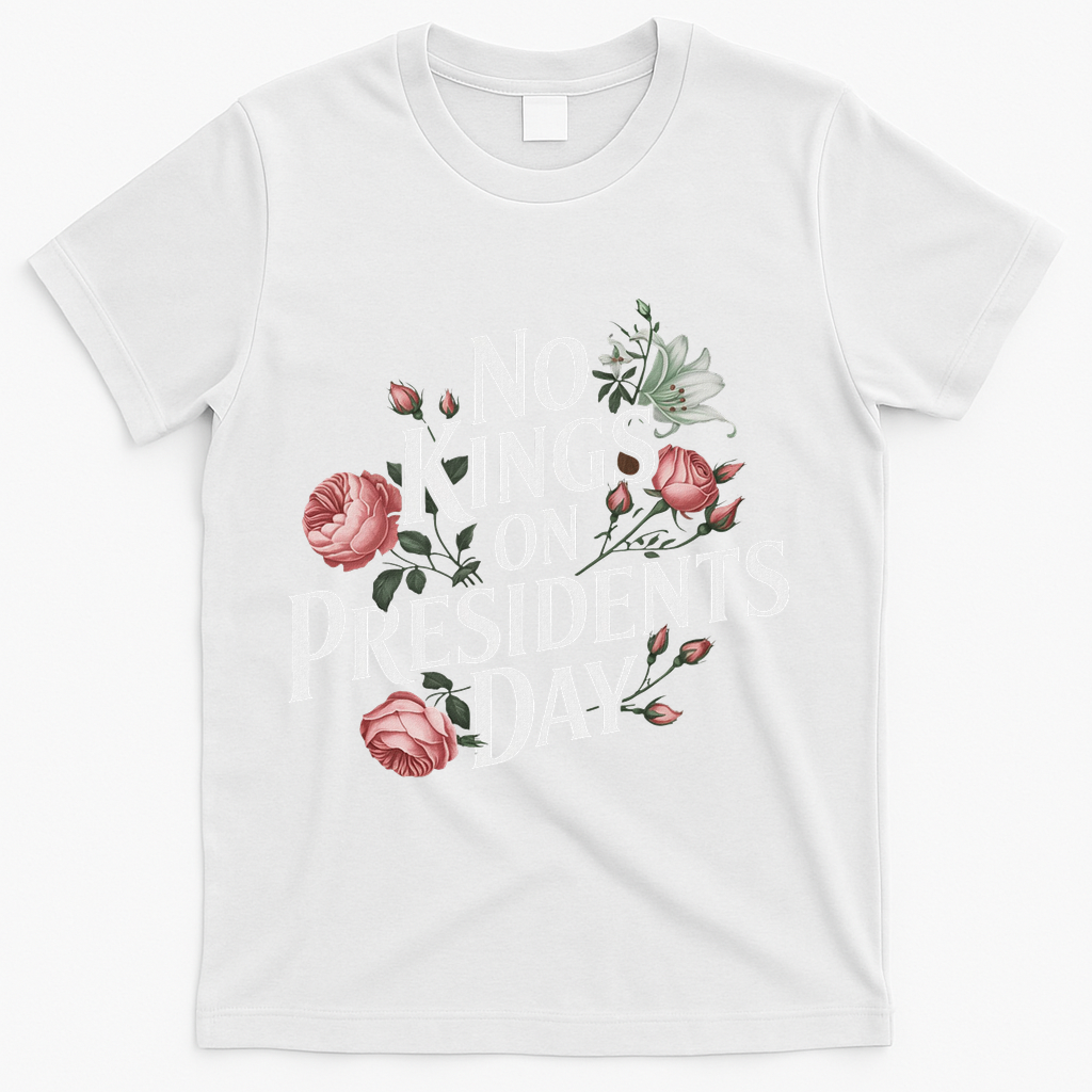 No Kings On Presidents Day Retro Anti Trump Subtle Protest T-Shirt - White