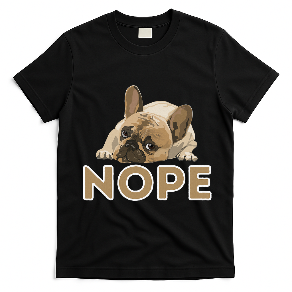 Nope Lazy Frenchie Funny French Bulldog Dog Lover T-Shirt - Black