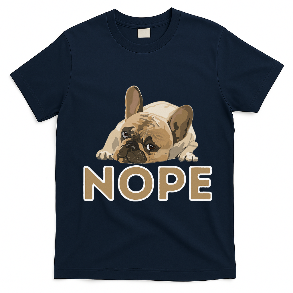 Nope Lazy Frenchie Funny French Bulldog Dog Lover T-Shirt - Navy Blue