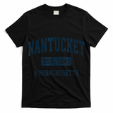 Nantucket Massachusetts MA Vintage Sports Design Navy Print T-Shirt