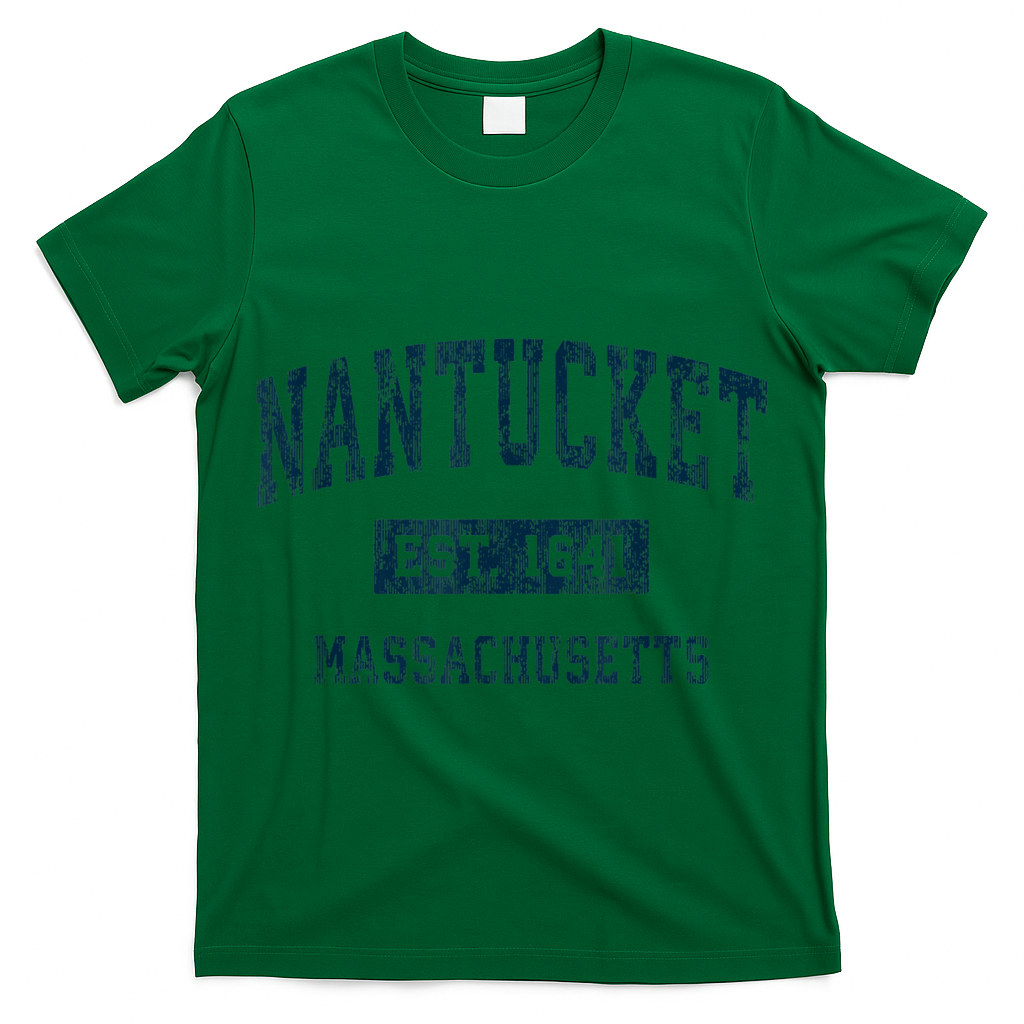 Nantucket Massachusetts MA Vintage Sports Design Navy Print T-Shirt
