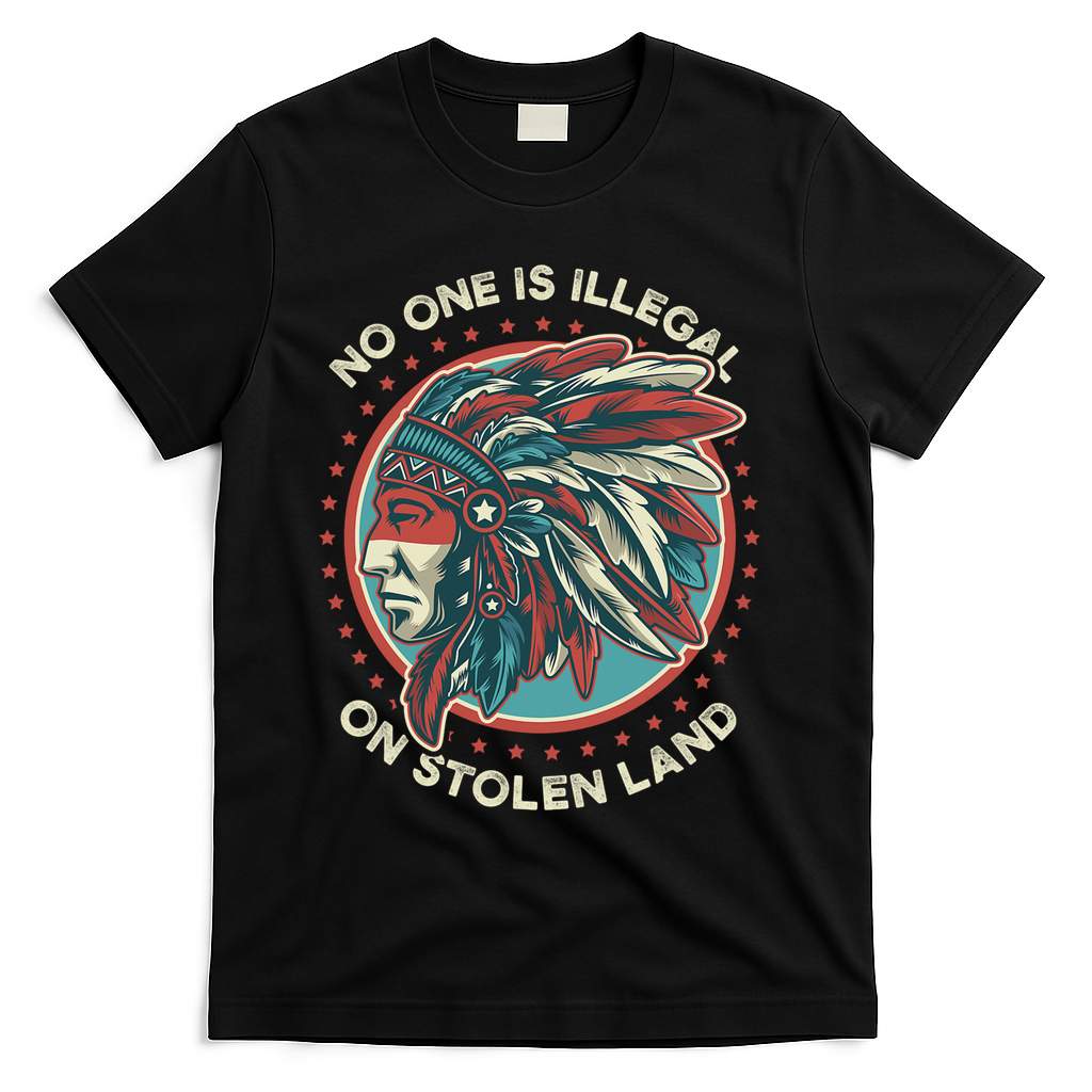 No One Is Illegal On Stolen Land Anti Trump Protest T-Shirt - Black