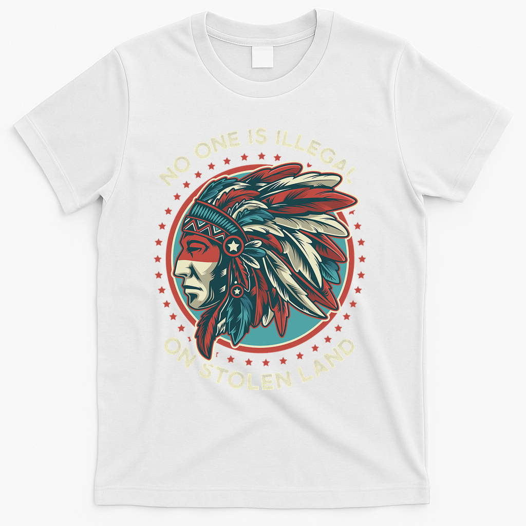 No One Is Illegal On Stolen Land Anti Trump Protest T-Shirt - White