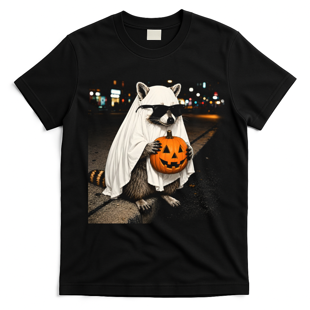 National Parks After Dark Halloween Raccoon T-Shirt - Black