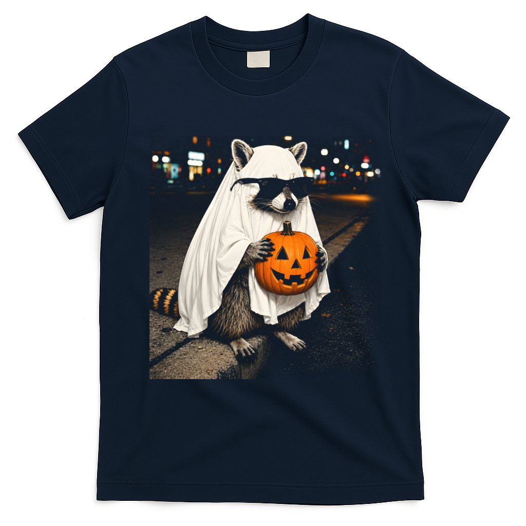 National Parks After Dark Halloween Raccoon T-Shirt - Navy Blue