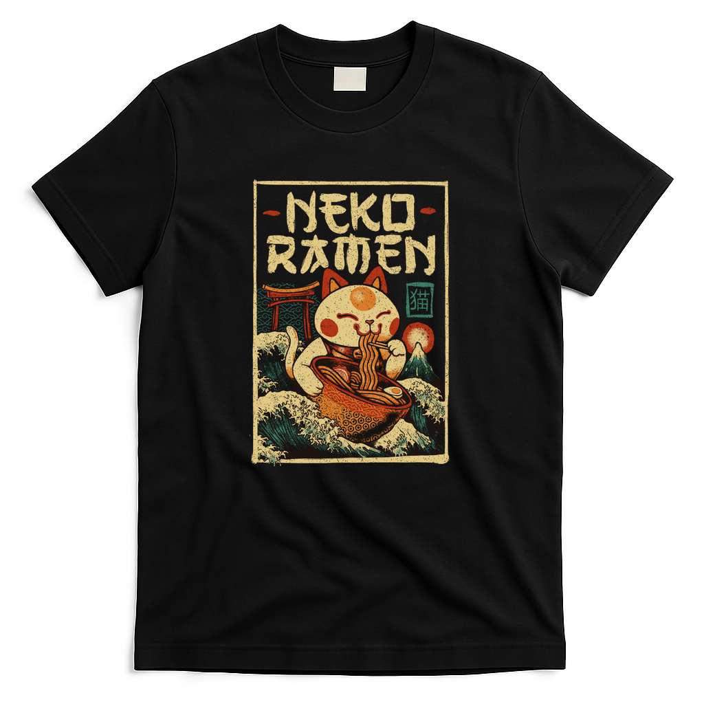 Neko Ramen Cat by Tobe Fonseca - Black