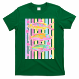 Neon Striped Fish Summer Beach Vibes T-Shirt - Irish Green