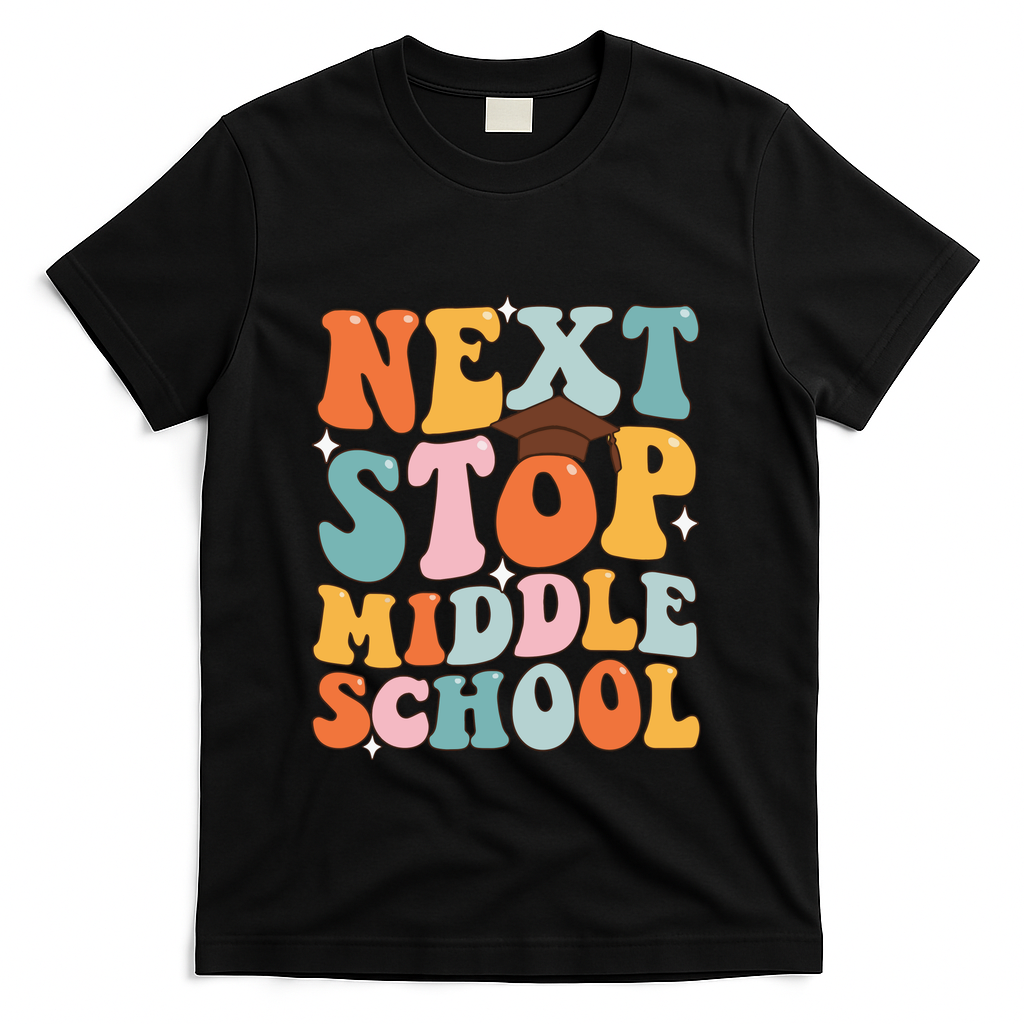 Next Stop Middle School Funny Graduation 5th Grade T-Shirt - Black