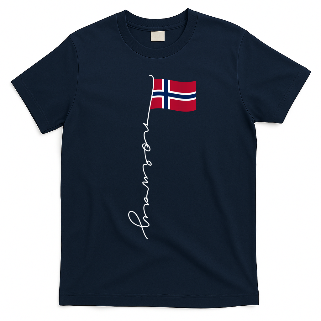 Norway Signature Pole Norwegian Flag Family Heritage Gift T-Shirt - Navy Blue