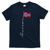 Norway Signature Pole Norwegian Flag Family Heritage Gift T-Shirt - Navy Blue