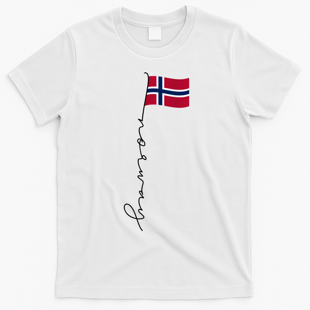 Norway Signature Pole Norwegian Flag Family Heritage Gift T-Shirt - White