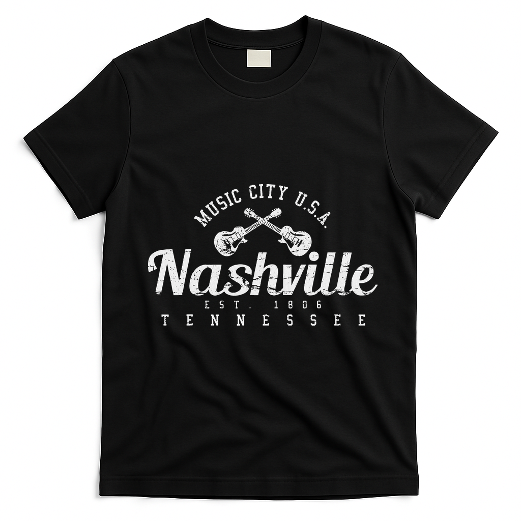 Nashville Tennessee Country Music Usa T-Shirt - Black