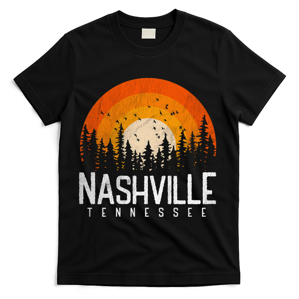 Nashville Tennessee Tn Gift Retro Style Vintage 80s Gift Great Gift T-Shirt - Black