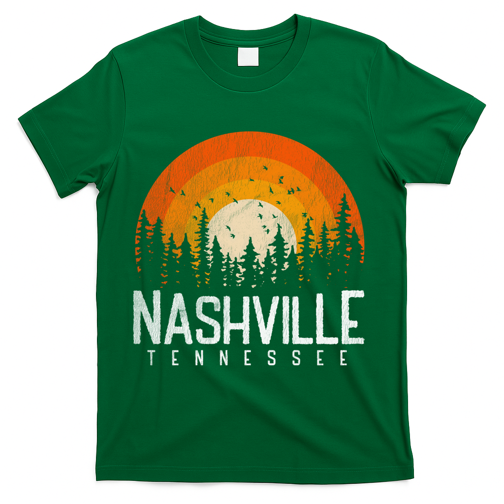 Nashville Tennessee Tn Gift Retro Style Vintage 80s Gift Great Gift T-Shirt - Green