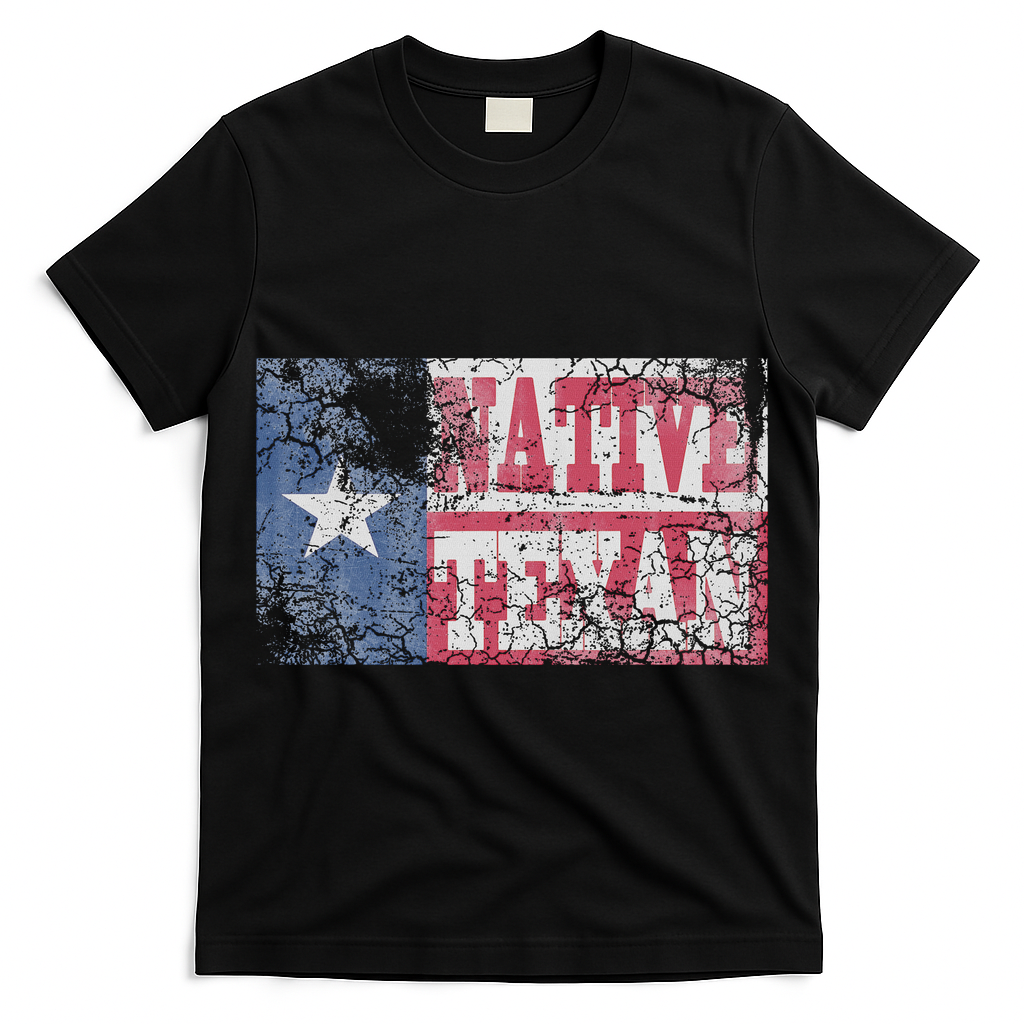 Native Texan Texas Flag Family Home Love Vintage Distressed T-Shirt