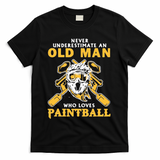 Never Underestimate An Old Man Who Loves Paintball T-Shirt - Black