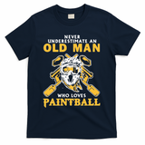 Never Underestimate An Old Man Who Loves Paintball T-Shirt - Navy
