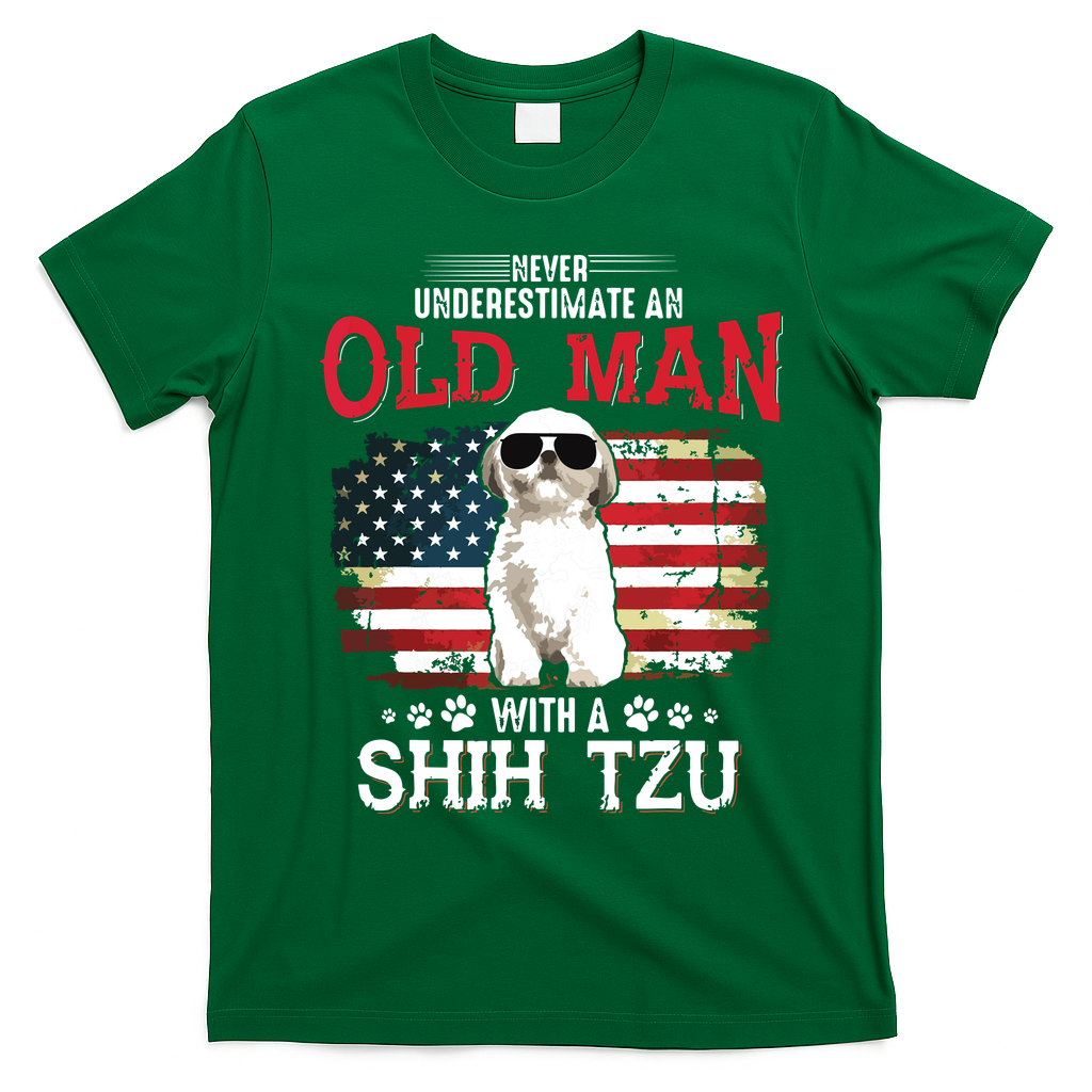 Never Underestimate An Old Man With A Shih Tzu Costume Gift T-Shirt - Irish Green