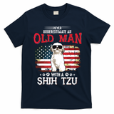 Never Underestimate An Old Man With A Shih Tzu Costume Gift T-Shirt - Navy Blue