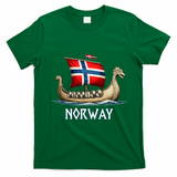 Norwegian Viking Ship Flag Boat Norway Heritage T-Shirt - Irish Green
