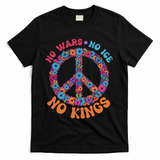 No Wars No Ice No Kings Boho Hippie Flower Peace Symbol T-Shirt - Black