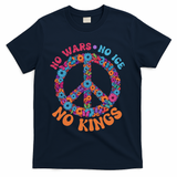 No Wars No Ice No Kings Boho Hippie Flower Peace Symbol T-Shirt - Navy