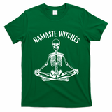 Namaste Witches Skeleton Halloween Yoga T-Shirt - Irish Green