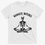 Namaste Witches Skeleton Halloween Yoga T-Shirt - White