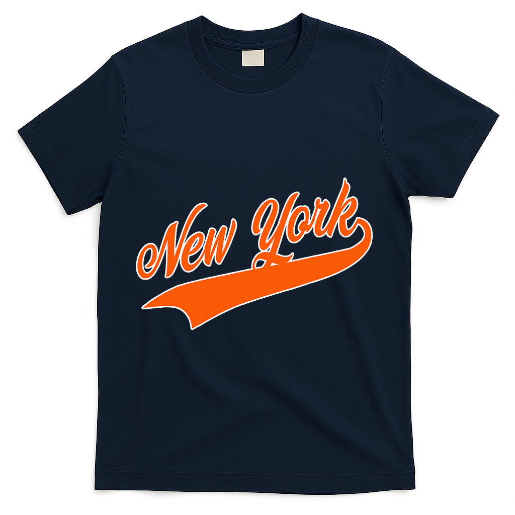 New York Vintage Team Varsity Fan Basketball T-Shirt - Navy