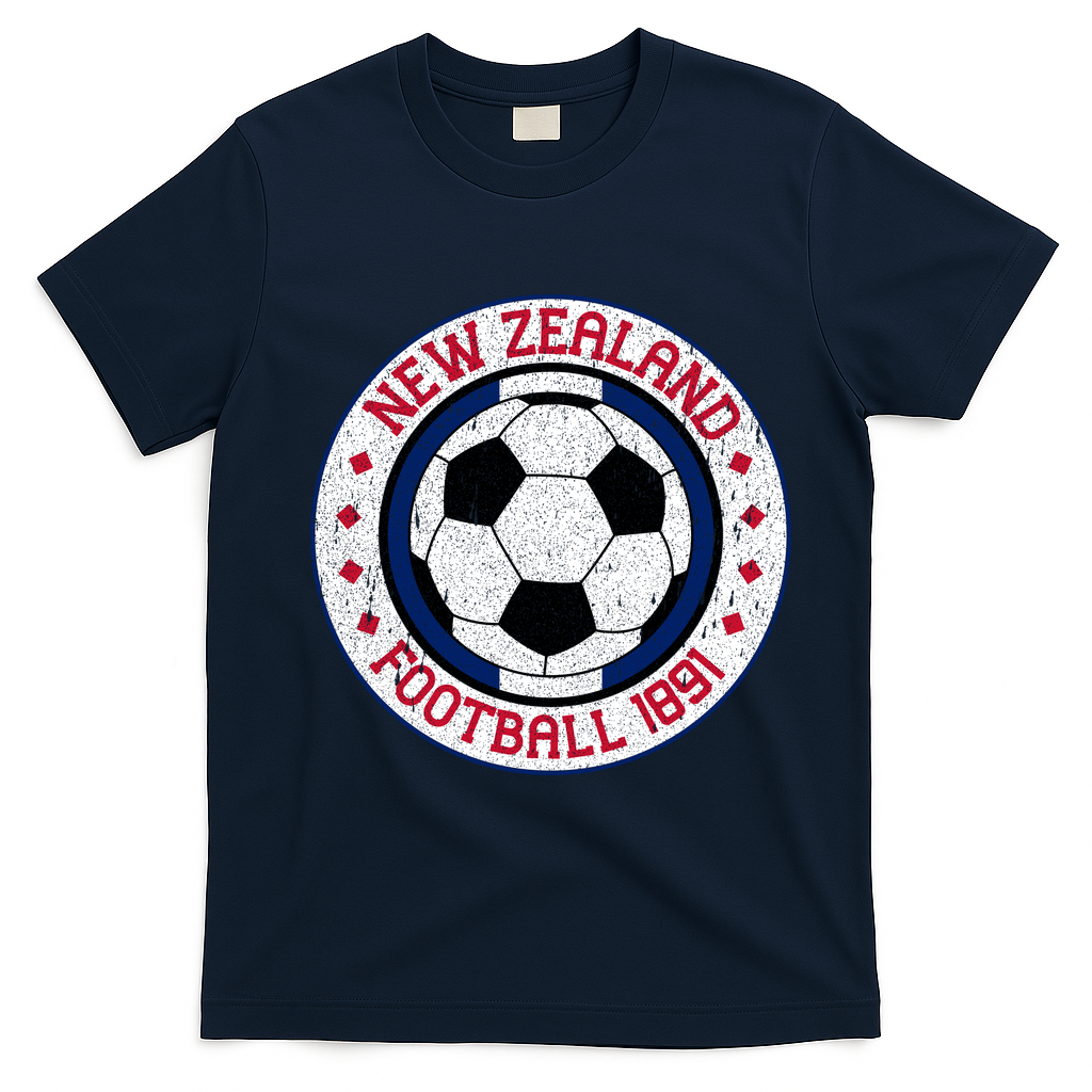 New Zealand Football Soccer Fan Vintage 1991 T-Shirt - Navy Blue
