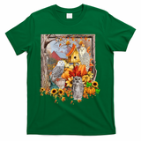 Owls Autumn Tree Leaves Fall Pumpkin T-Shirt - Green