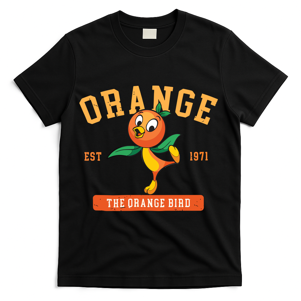 Orange Bird Beach Summer Vacation Flower And Garden T-Shirt - Black