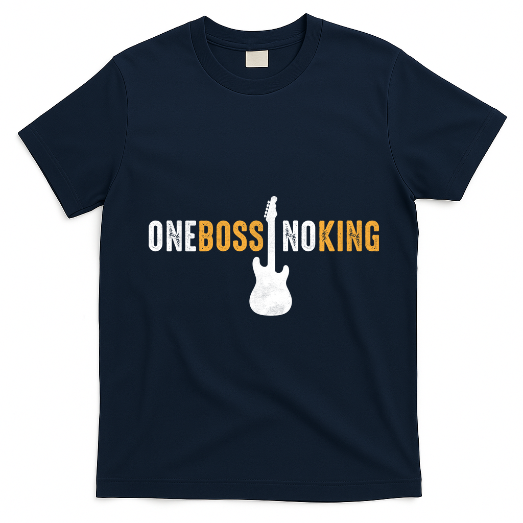 One Boss No King Guitar T-Shirt - Navy Blue