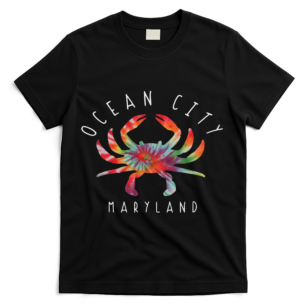 Ocean City Maryland Crab Tie Dye Summer Vacation T-Shirt - Black