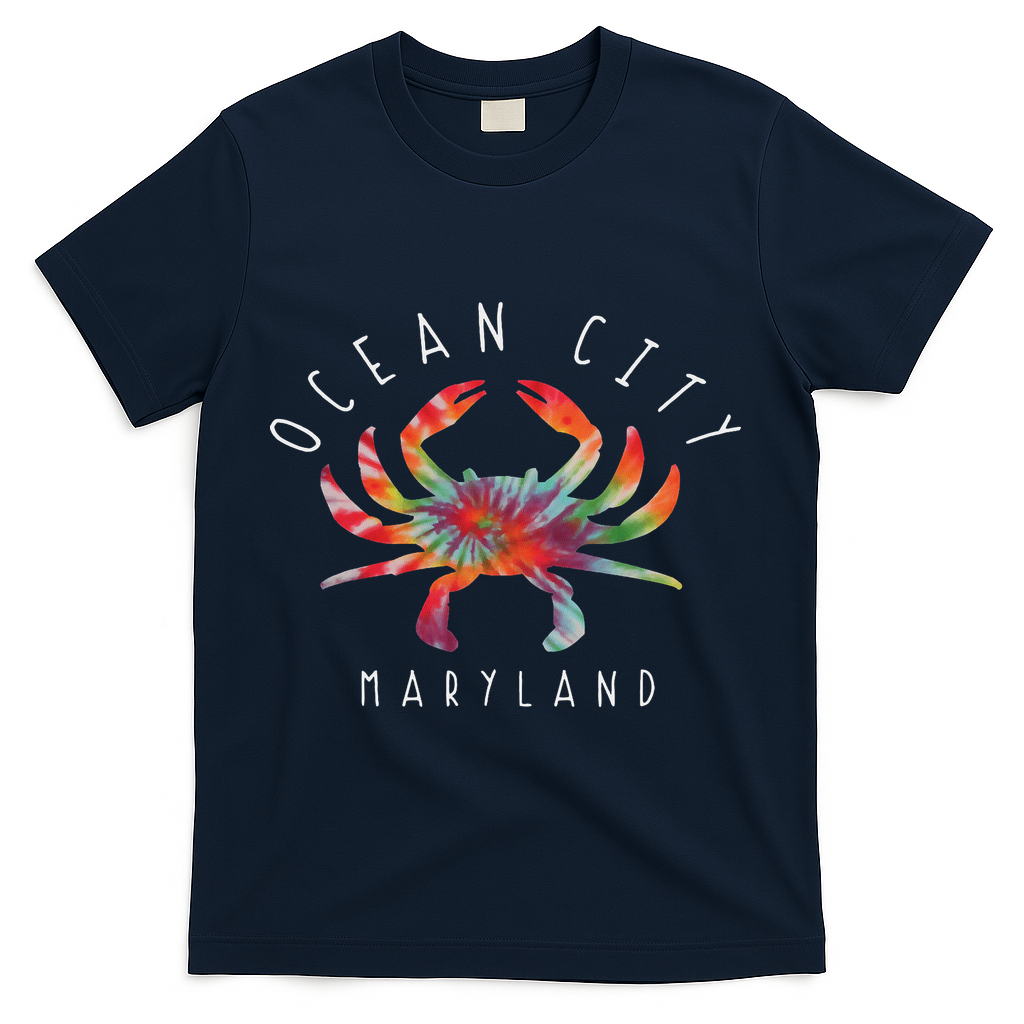 Ocean City Maryland Crab Tie Dye Summer Vacation T-Shirt - Navy