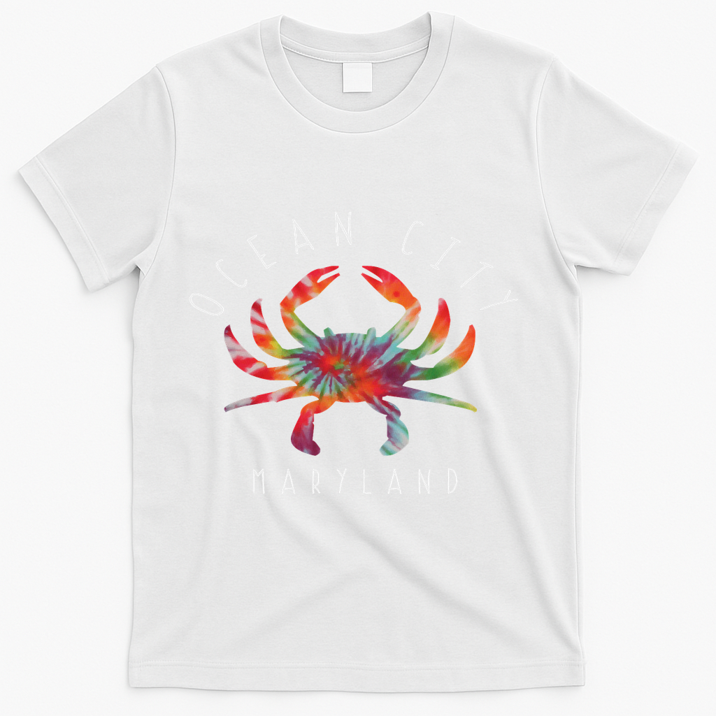 Ocean City Maryland Crab Tie Dye Summer Vacation T-Shirt - White