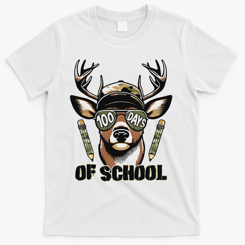 Oh Deer 100 Days Of School Are Here Deer Hunting 100th Day T-Shirt - White