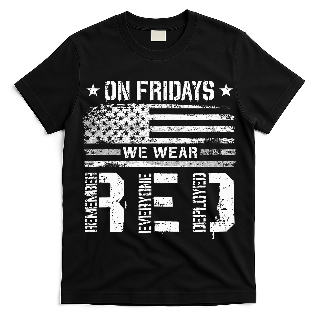 On Friday We Wear Red American Flag Military Supportive T-Shirt