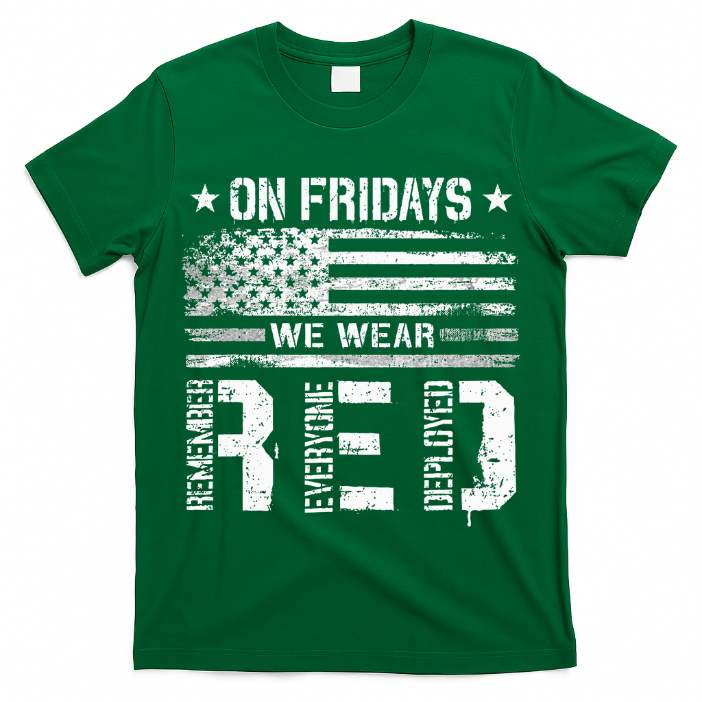 On Friday We Wear Red American Flag Military Supportive T-Shirt