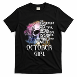 October Girl Funny Birthday Skull Woman T-Shirt - Black