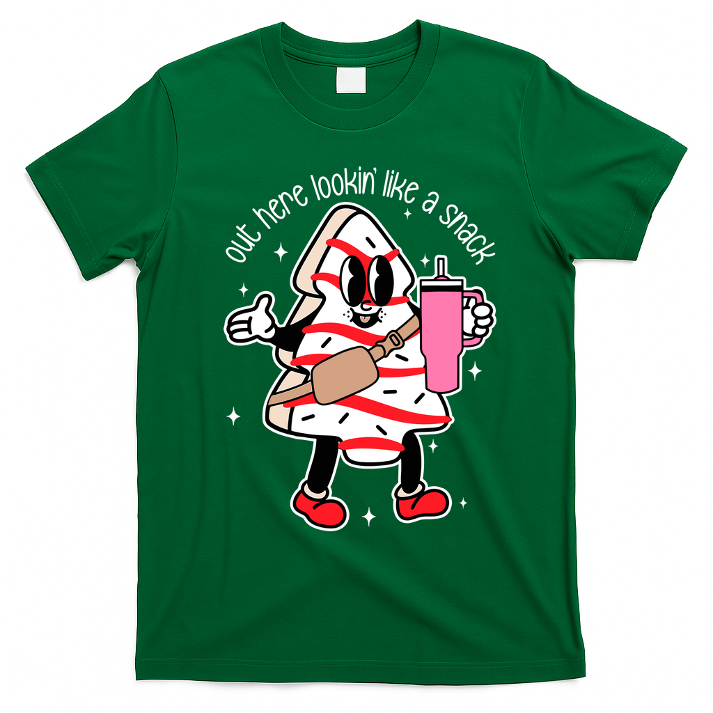 Out Here Looking Like A Snack Cute Boo Jee Xmas Trees Cakes T-Shirt - Irish Green