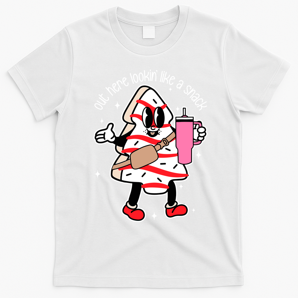 Out Here Looking Like A Snack Cute Boo Jee Xmas Trees Cakes T-Shirt - White
