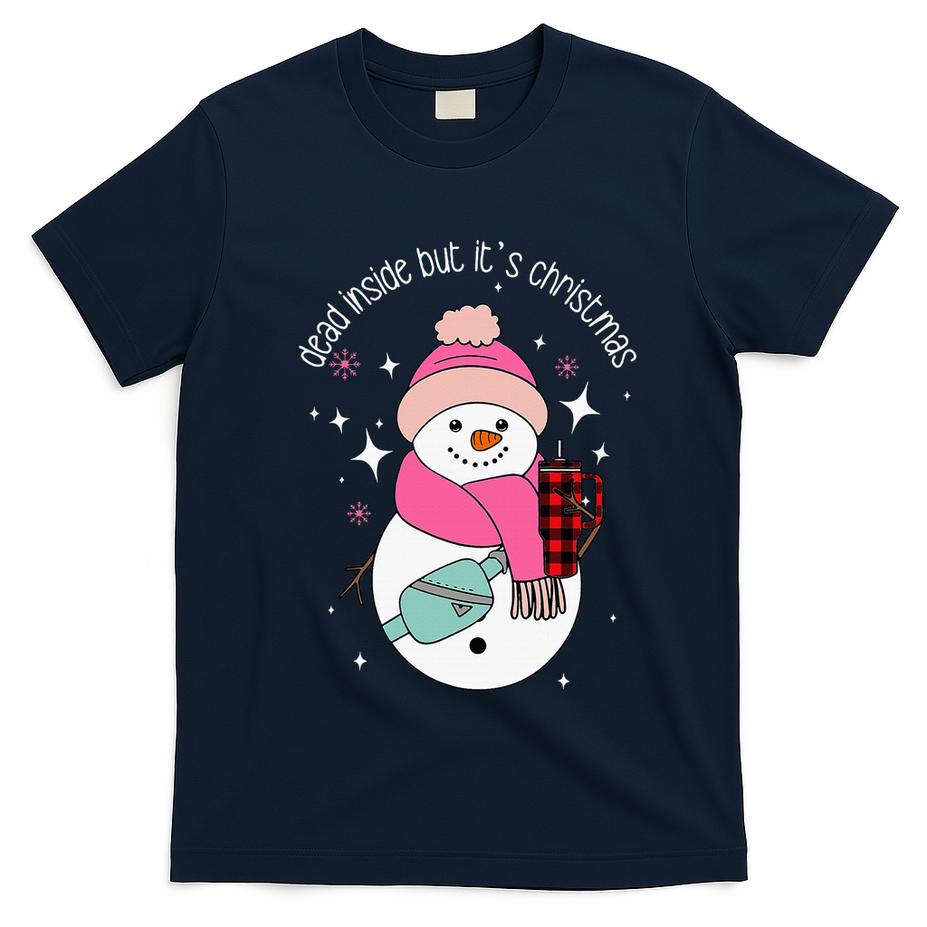 Out Here Looking Like A Snack Cute Boo Jee Xmas Snowman T-Shirt - Navy Blue