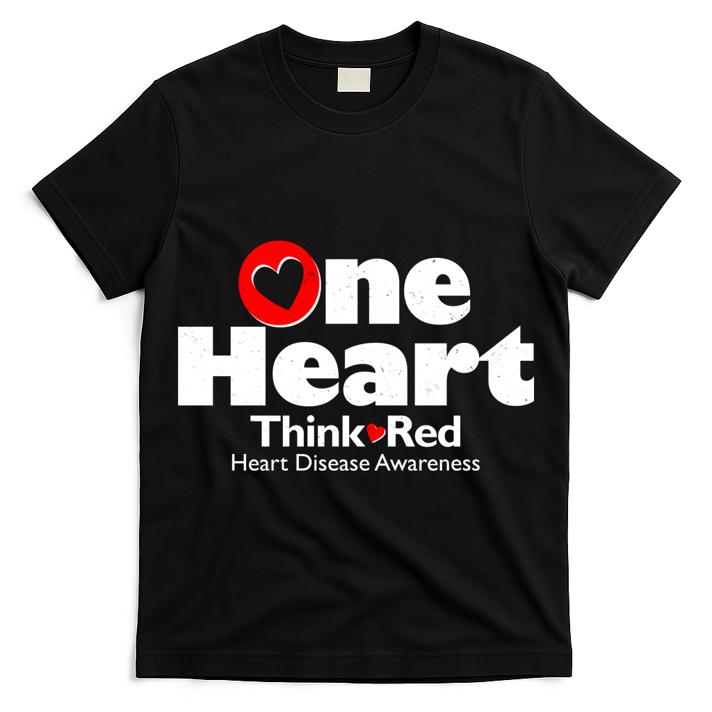 One Heart Think Red Heart Disease Awareness Month T-Shirt