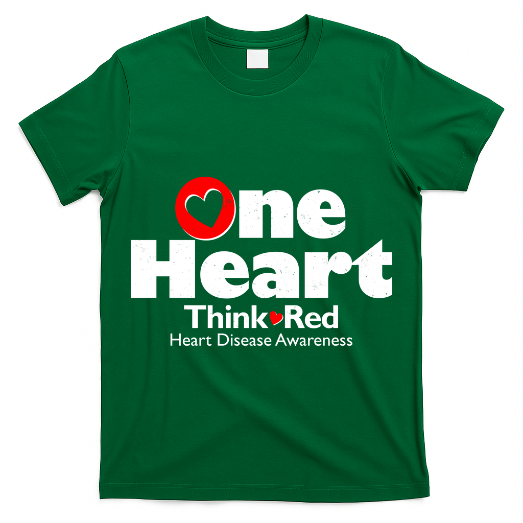 One Heart Think Red Heart Disease Awareness Month T-Shirt