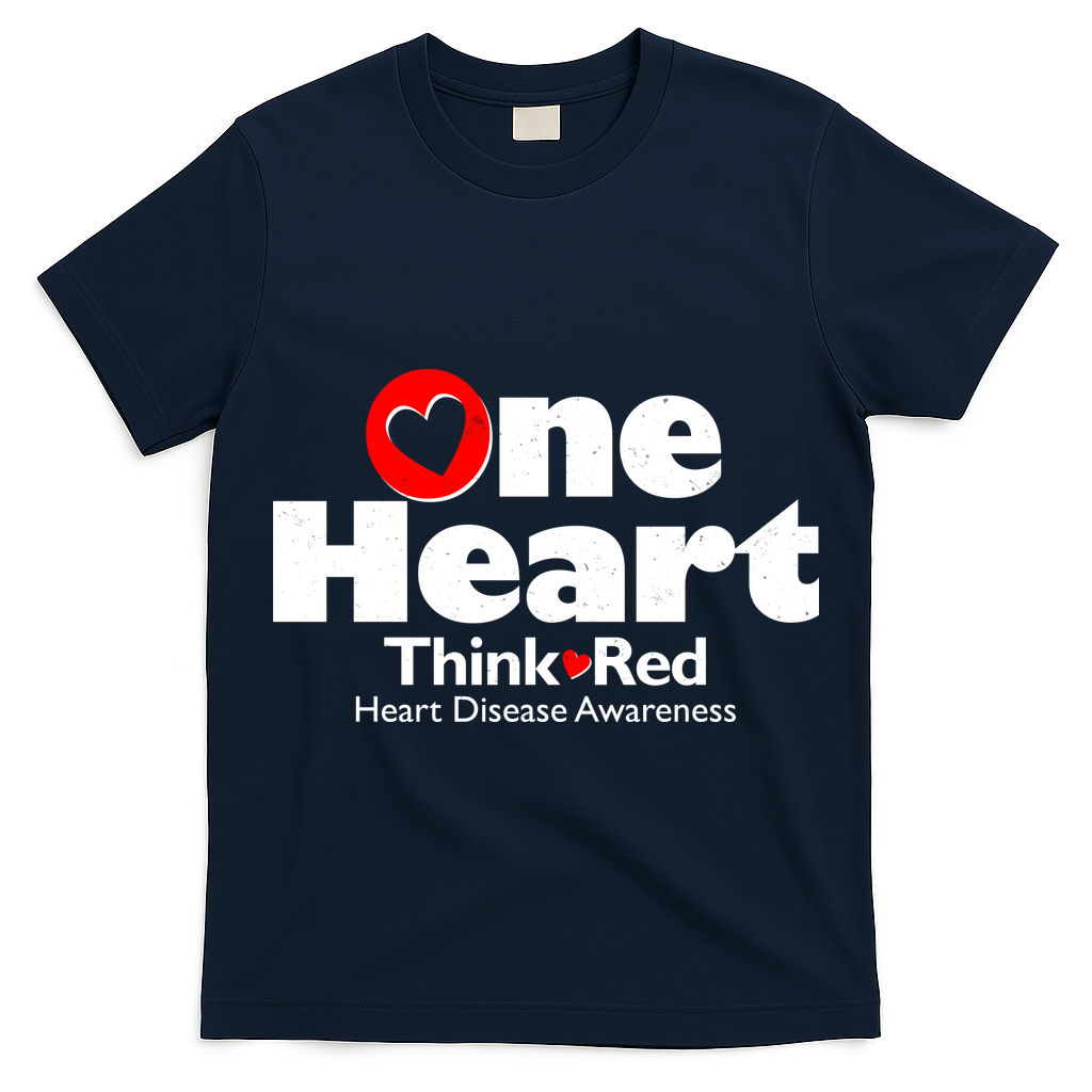 One Heart Think Red Heart Disease Awareness Month T-Shirt