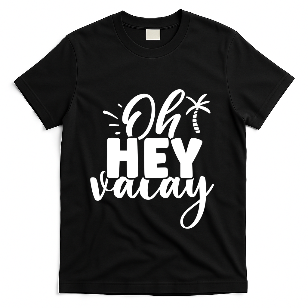 Oh Hey Vacay Palm Tree Summer T-Shirt - Black