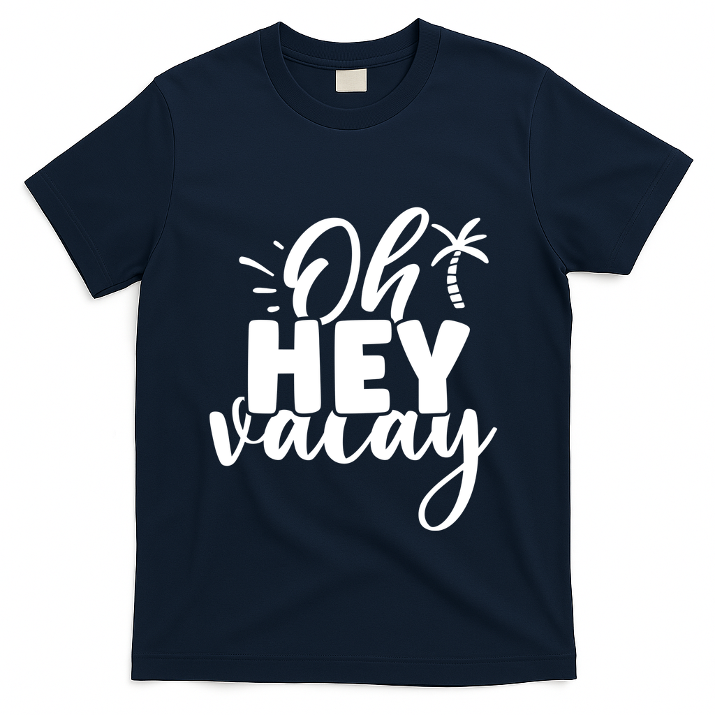 Oh Hey Vacay Palm Tree Summer T-Shirt - Navy