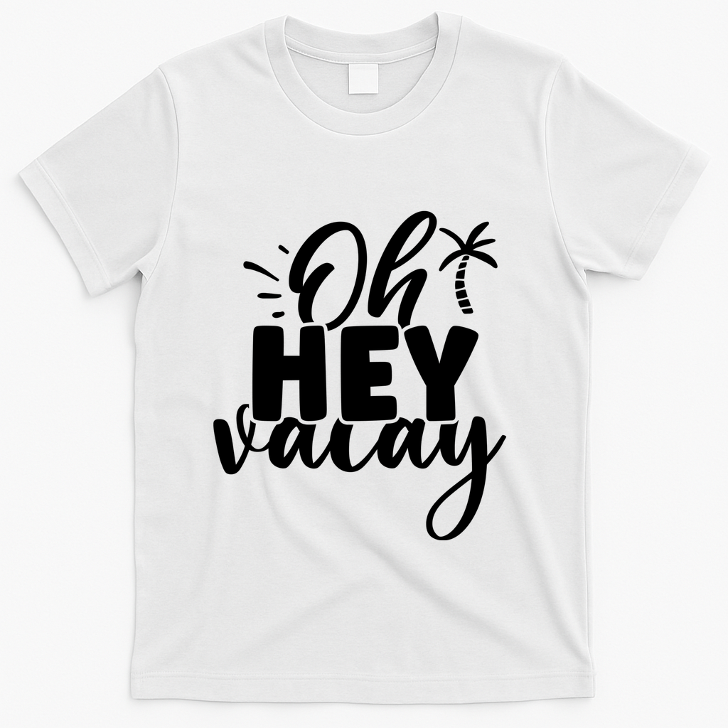 Oh Hey Vacay Palm Tree Summer T-Shirt - White