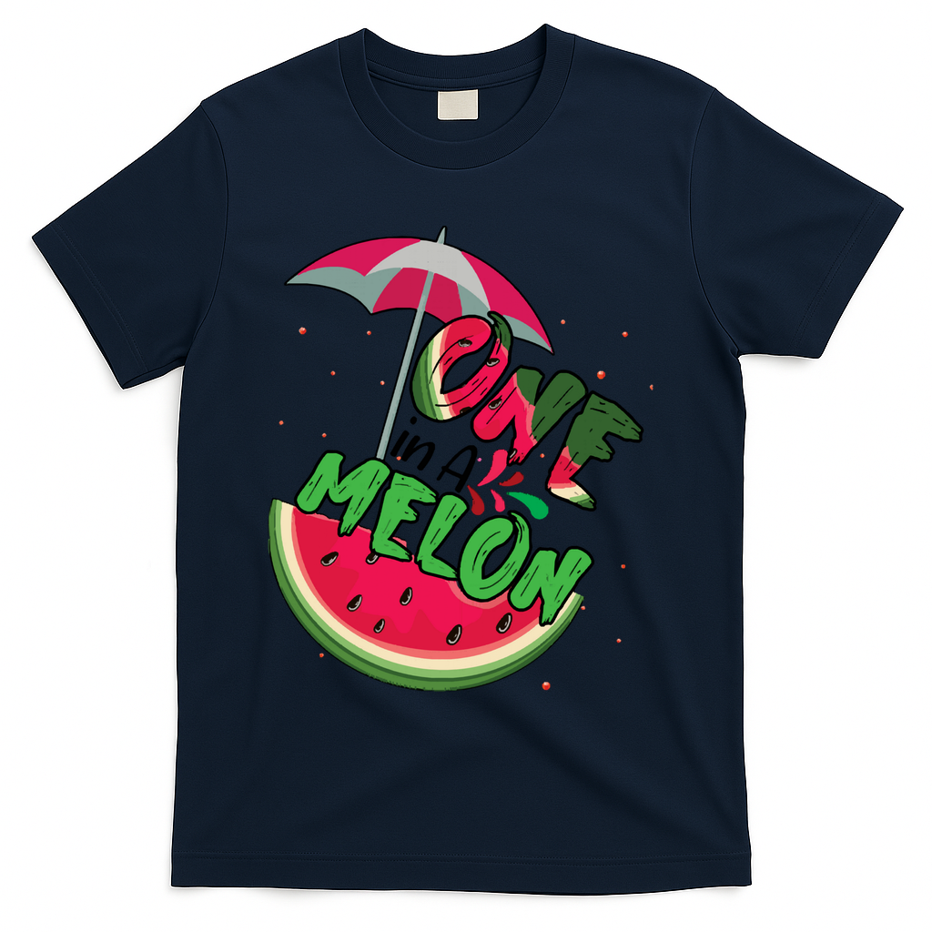 One In A Melon Adorable Cute Fun Summer Watermelon Gift Tee T-Shirt - Navy